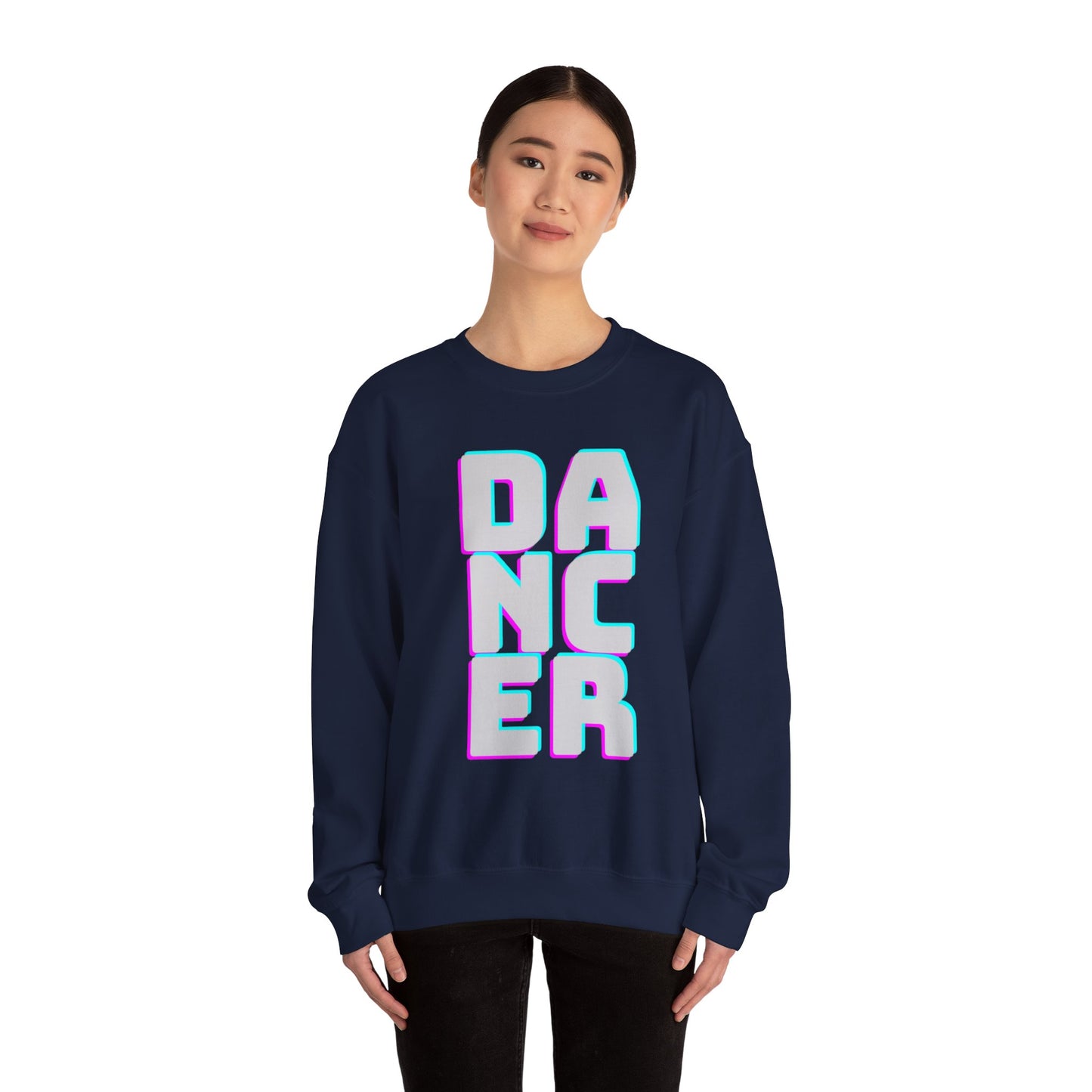 Dancer Crewneck Sweatshirt — Retro 3D Pastel Typography