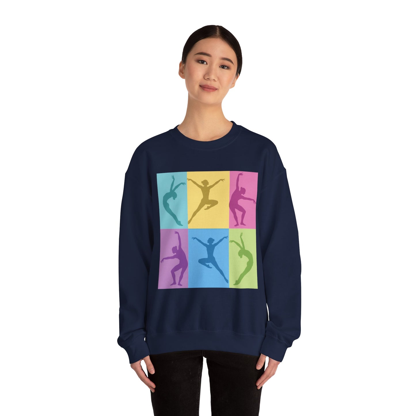 Dance Silhouette Crewneck Sweatshirt — Colorful Pop Art Dancer Design